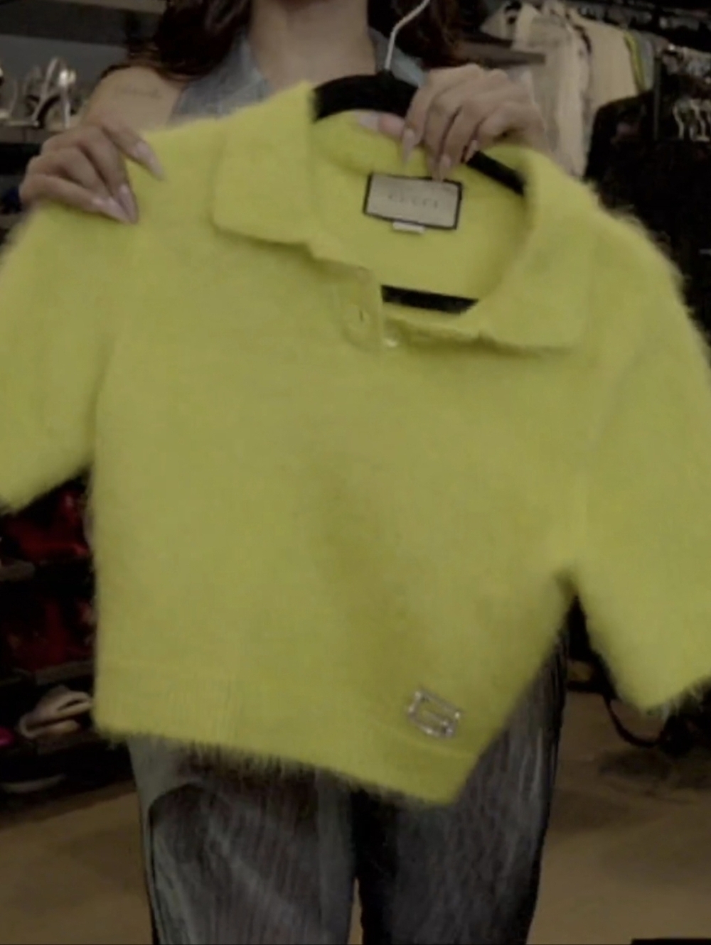 Gucci Yellow Cashmer Mohair Sweater Womns Sz M ( WORN BY La La ANTHONY IN POWER) - Picture 11 of 17